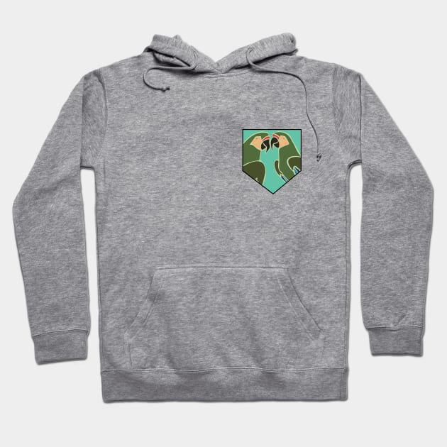 Parrots in a pocket teal Hoodie by fritzco